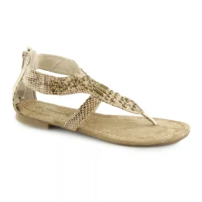 2.762105 Womens Toe Post Jem Sandals Beige Python