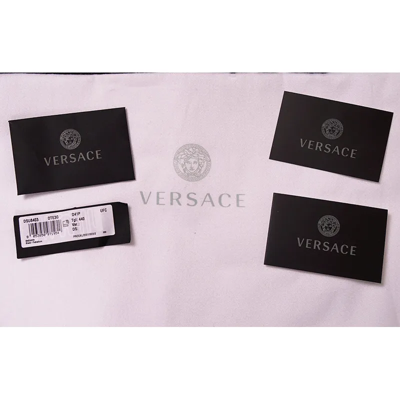 46 US 13 NEW $550 VERSACE Men's Black Canvas MEDUSA LOGO PATCH High-top SNEAKERS