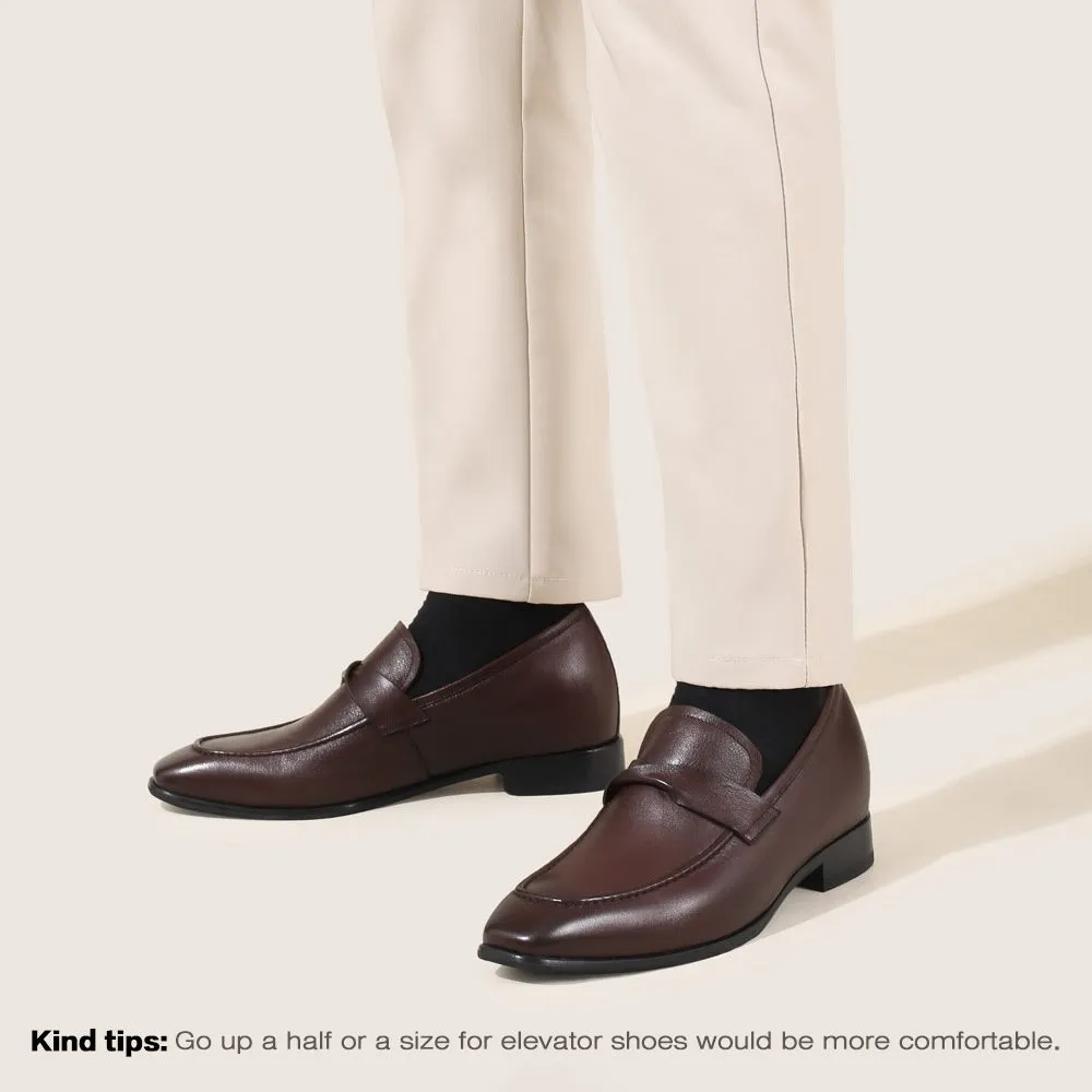 7CM / 2.76 Inches CMR CHAMARIPA  Burgundy Elevated Loafers - Add 2.76 Inches to Your Height
