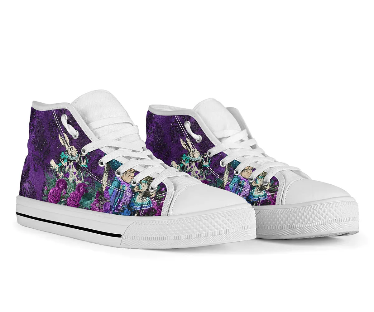 Alice in Wonderland Purple High Top Sneakers