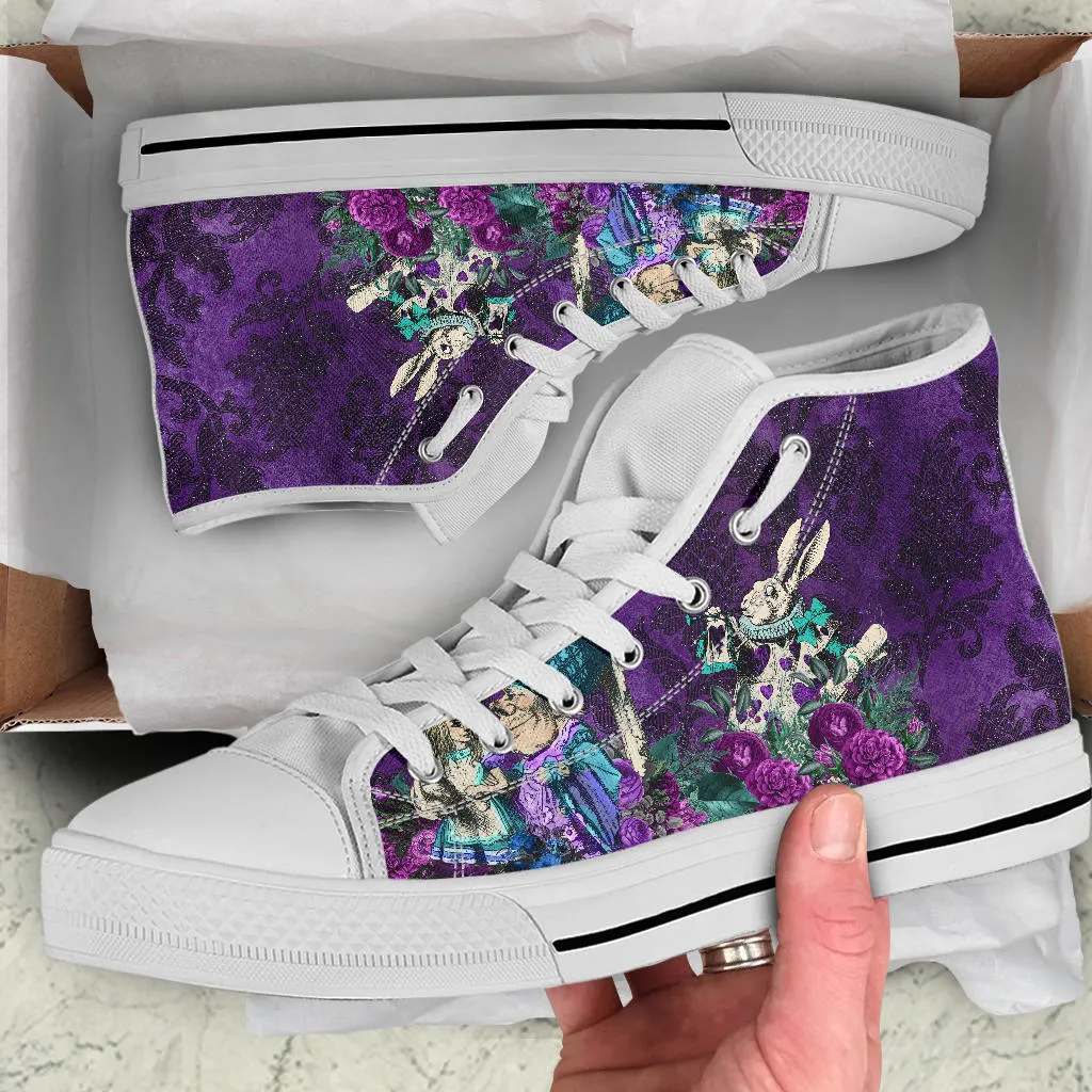 Alice in Wonderland Purple High Top Sneakers