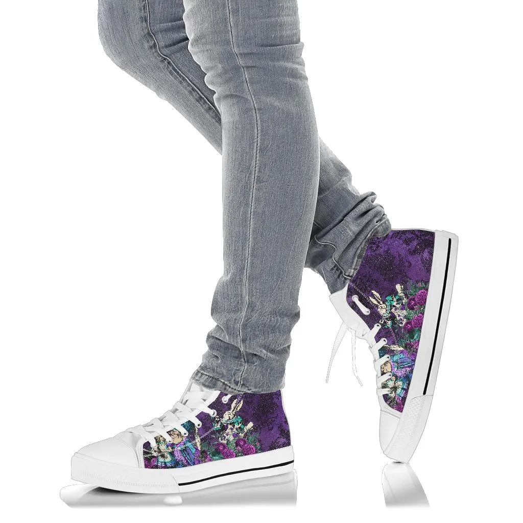 Alice in Wonderland Purple High Top Sneakers