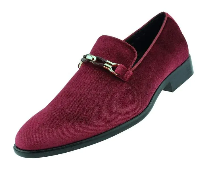 Amali Aller Men's Velvet Slippers Burgundy Vegan Velvet