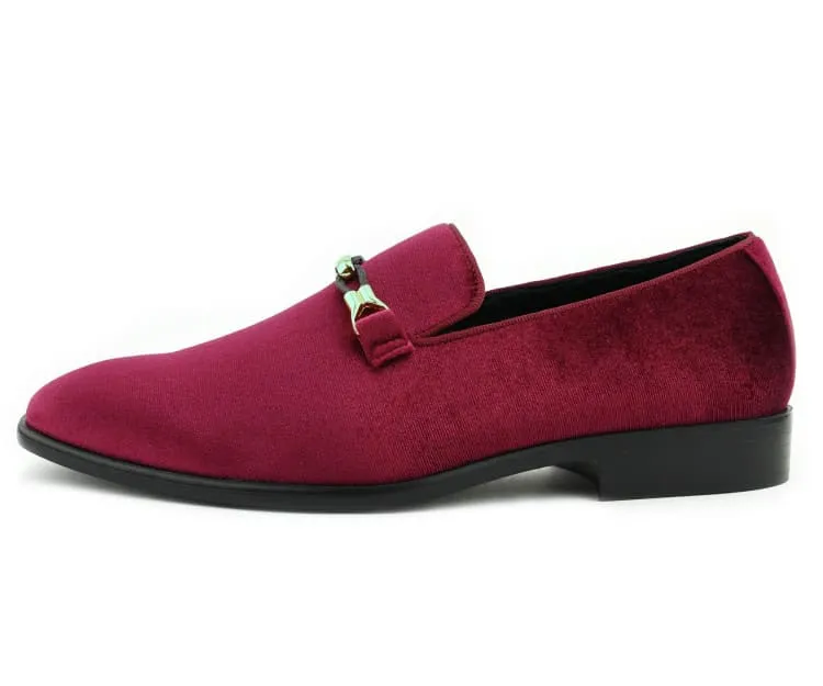 Amali Aller Men's Velvet Slippers Burgundy Vegan Velvet