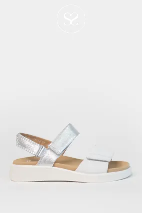 ARA 12-21401 WHITE/ SILVER METALLIC WEDGE WALKING SANDALS