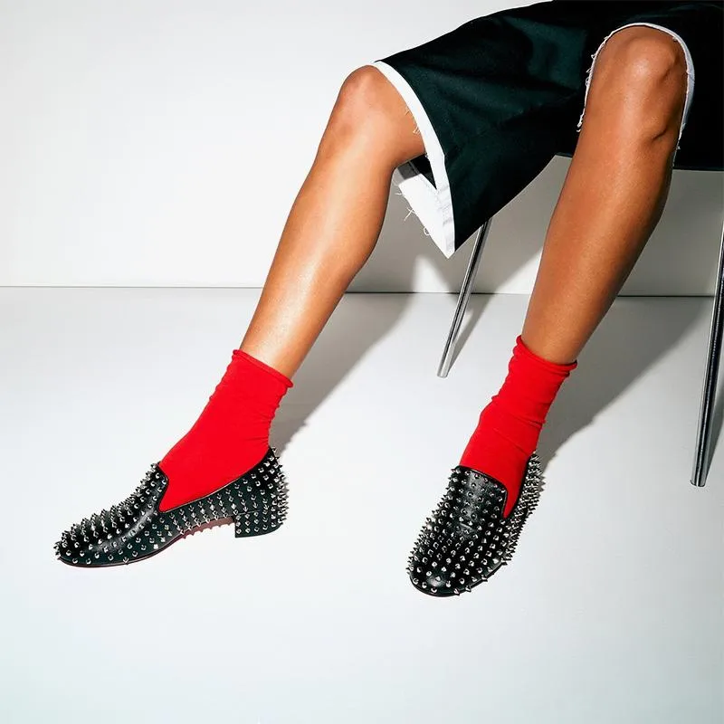 Black Leather Loafers and Spikes