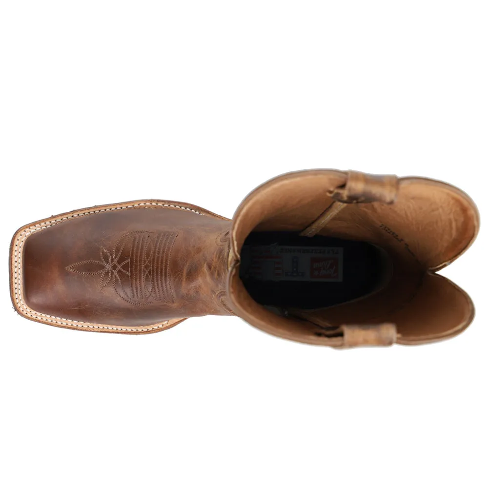 Bowie Embroidered Square Toe Pull On Cowboy Boots