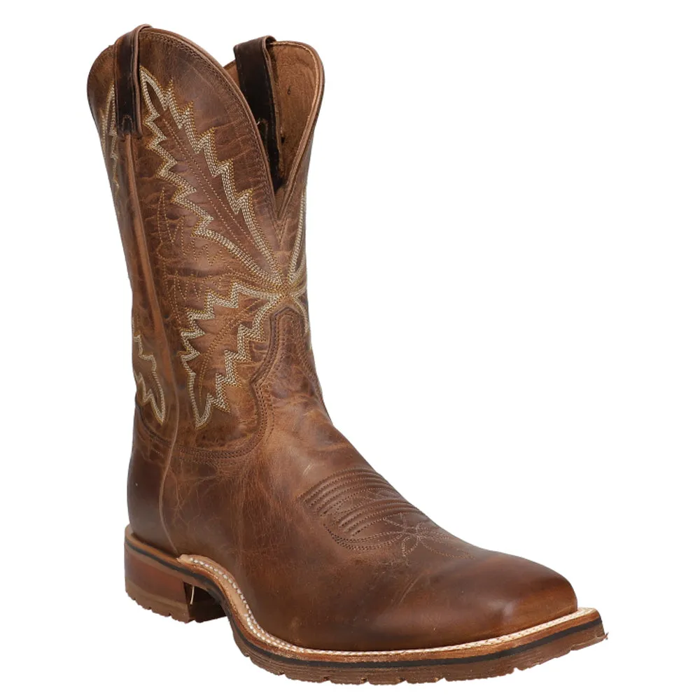 Bowie Embroidered Square Toe Pull On Cowboy Boots