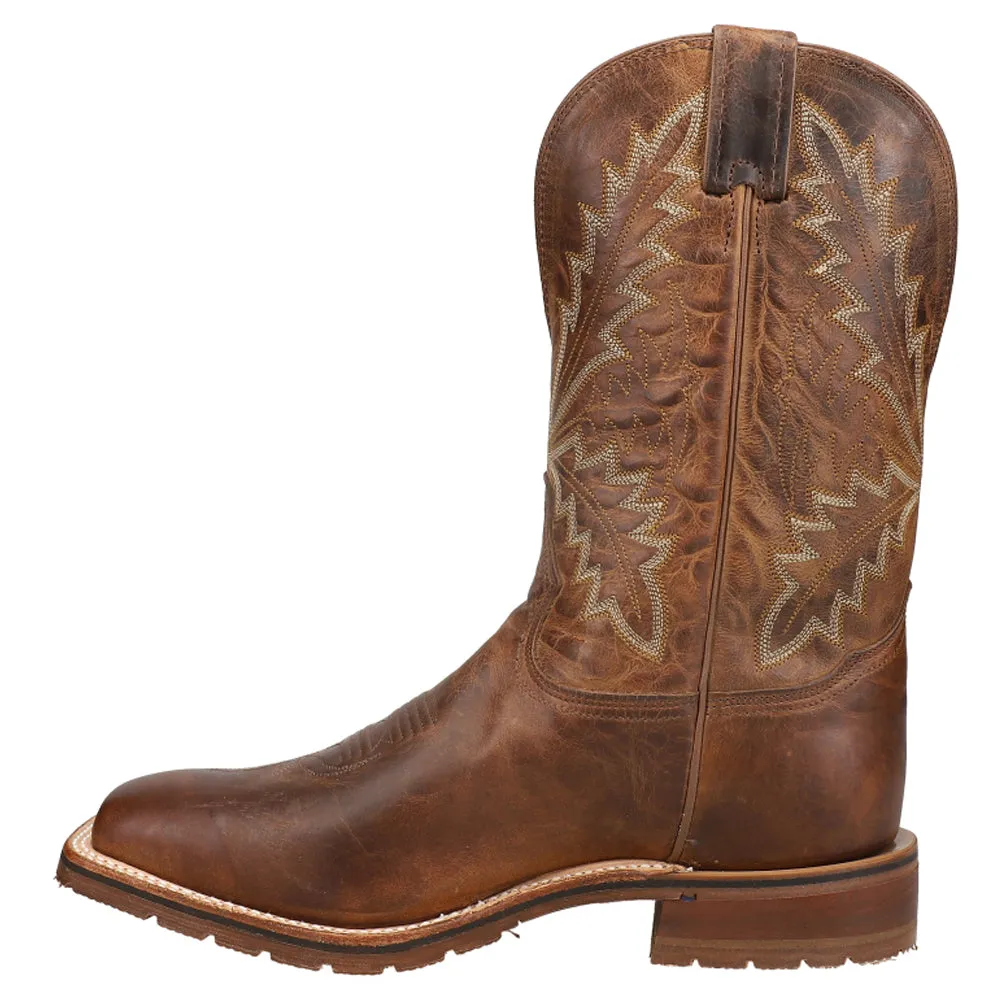 Bowie Embroidered Square Toe Pull On Cowboy Boots