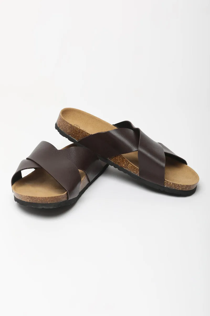 Brown Solid Slippers