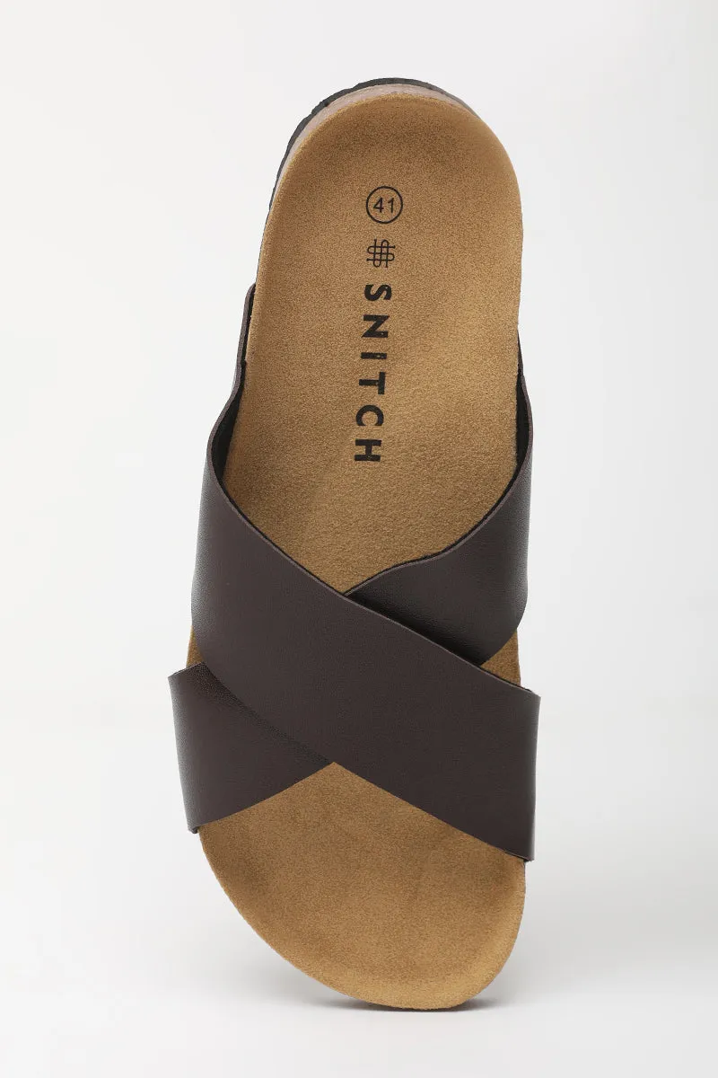 Brown Solid Slippers