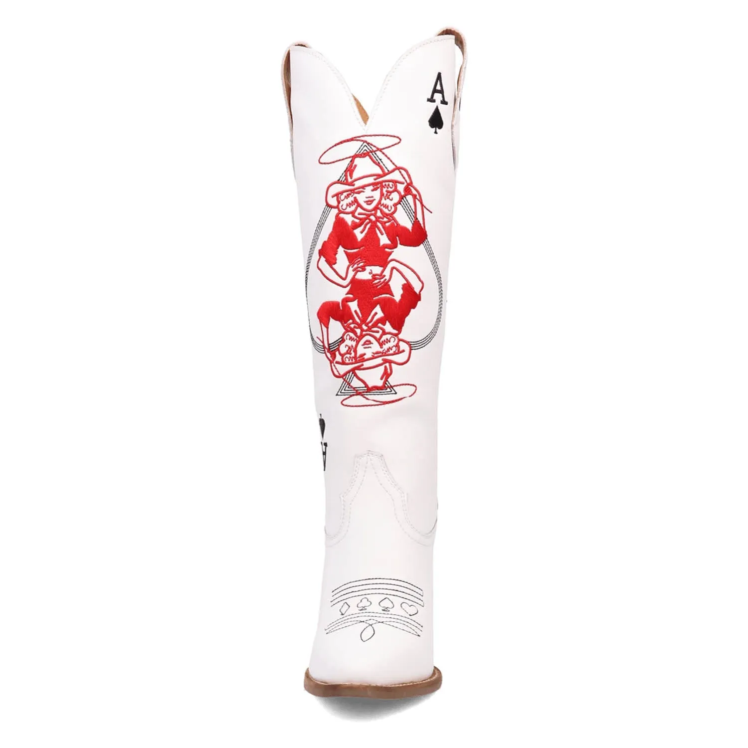 Dingo Womens Ace Of Spades White Leather Cowboy Boots