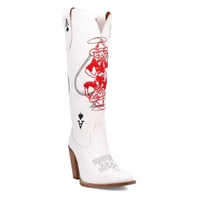 Dingo Womens Ace Of Spades White Leather Cowboy Boots