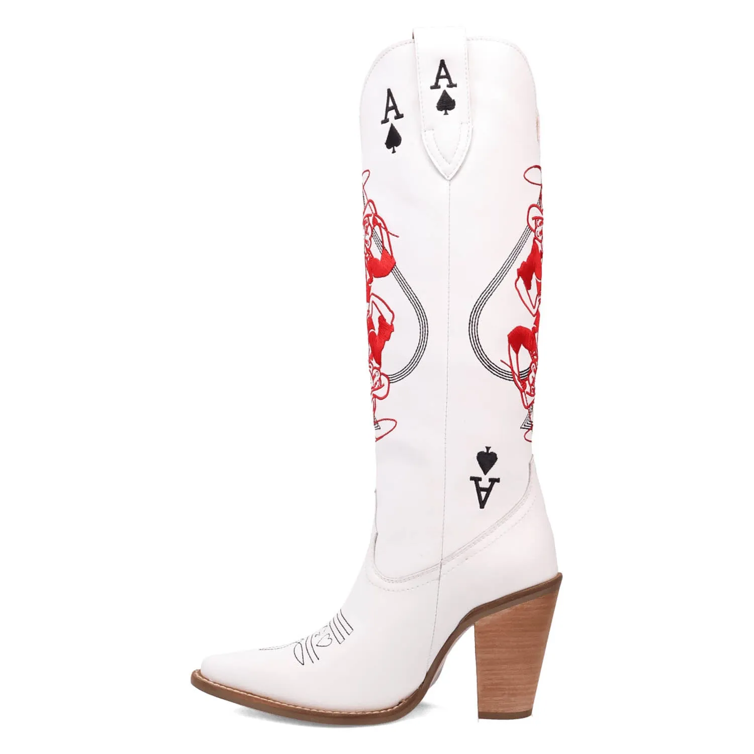 Dingo Womens Ace Of Spades White Leather Cowboy Boots