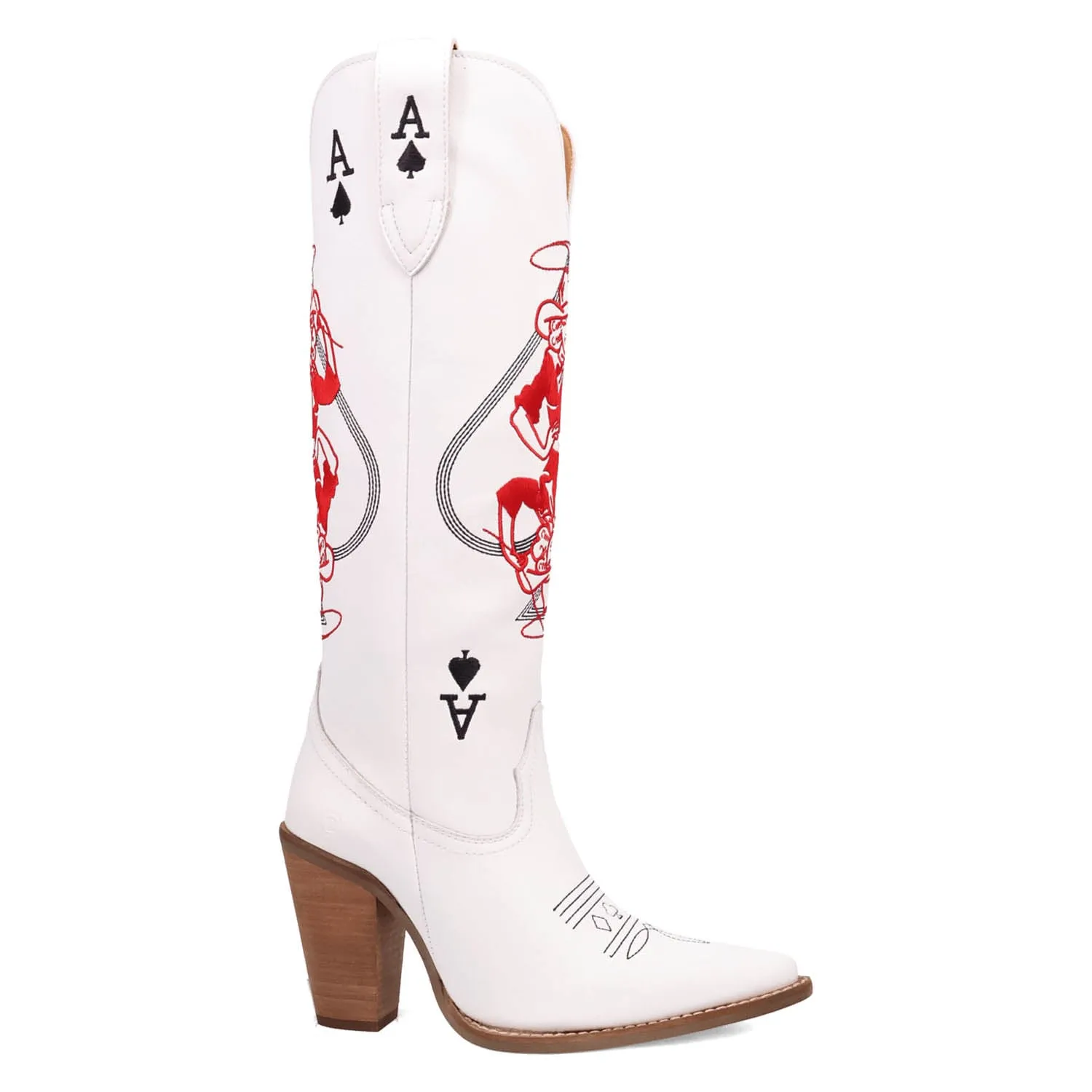 Dingo Womens Ace Of Spades White Leather Cowboy Boots