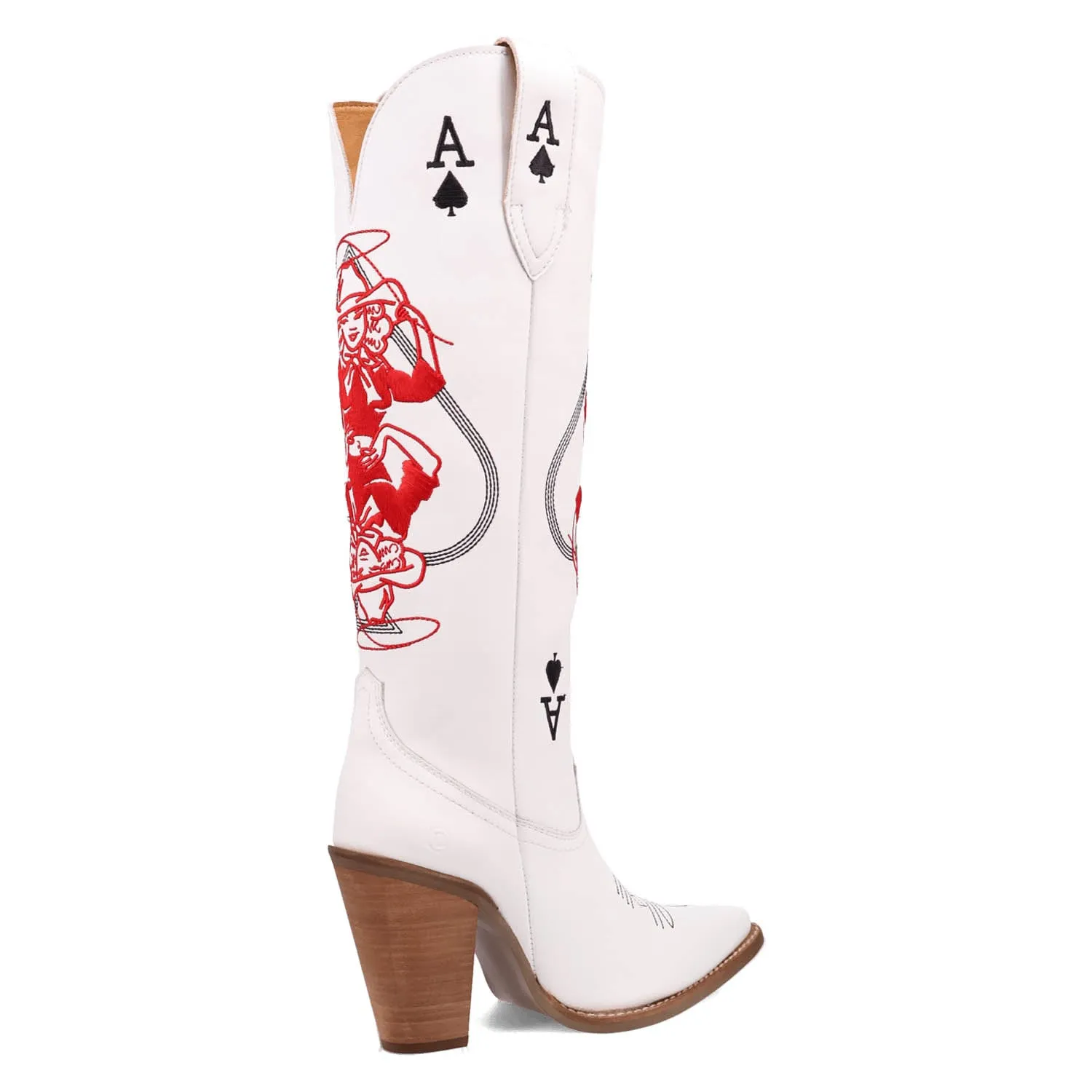 Dingo Womens Ace Of Spades White Leather Cowboy Boots