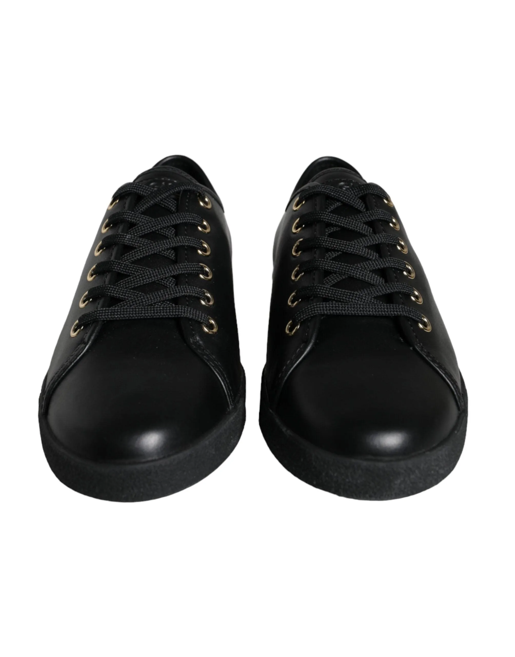 Dolce & Gabbana Black Gold Leather Classic Sneakers Sko