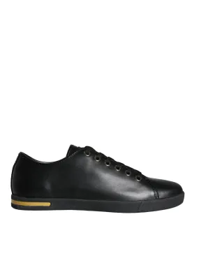 Dolce & Gabbana Black Gold Leather Classic Sneakers Sko