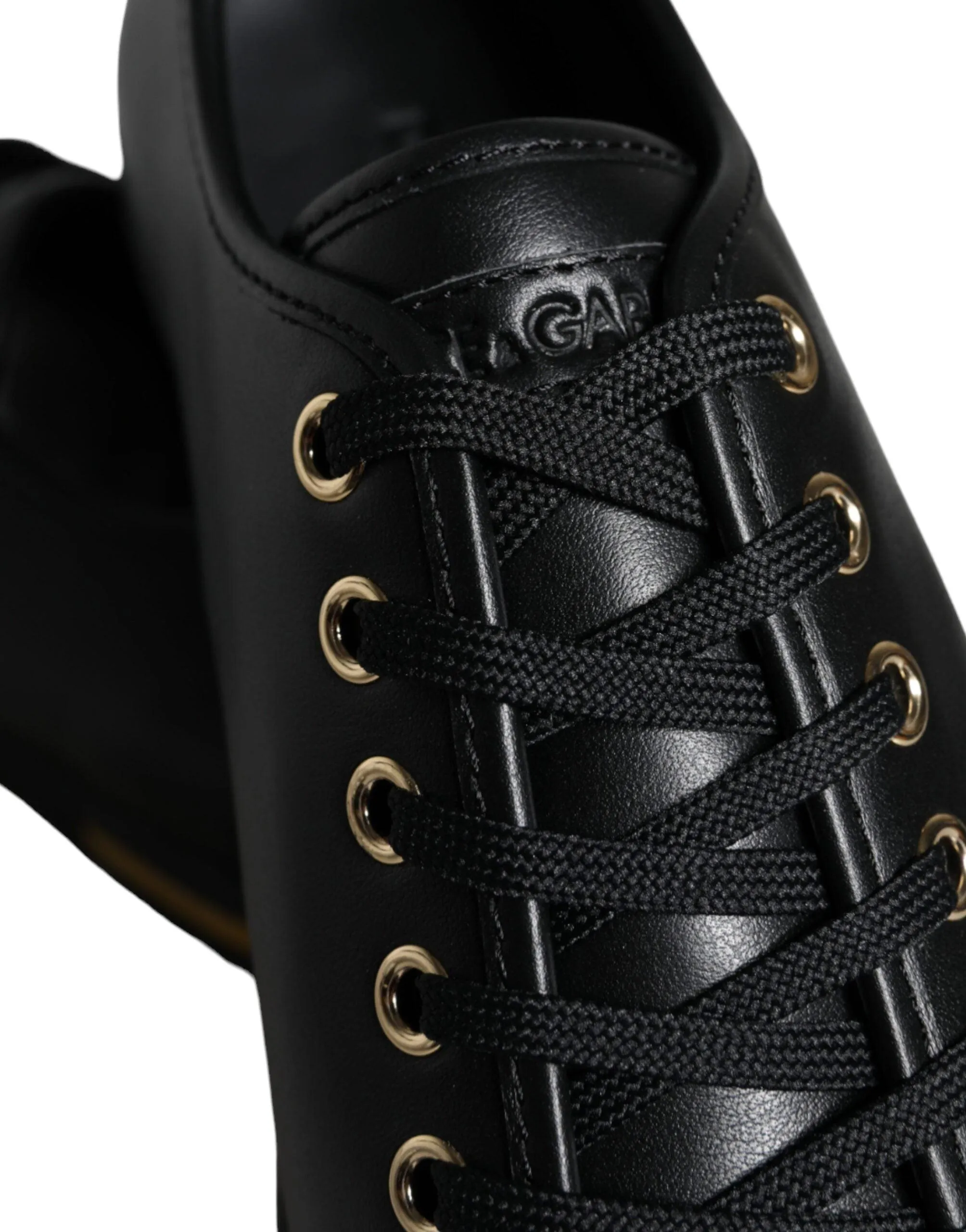 Dolce & Gabbana Black Gold Leather Classic Sneakers Sko