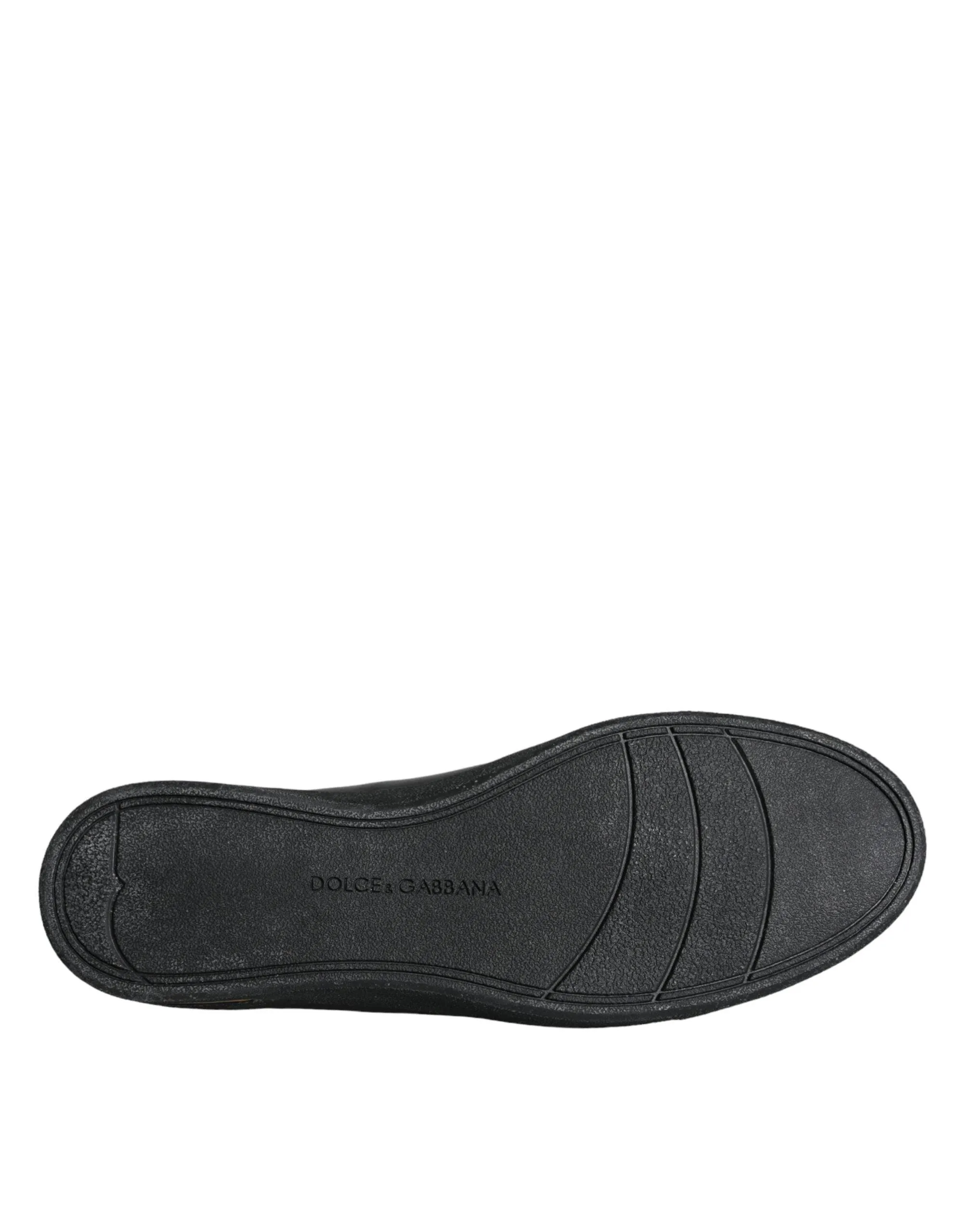 Dolce & Gabbana Black Gold Leather Classic Sneakers Sko
