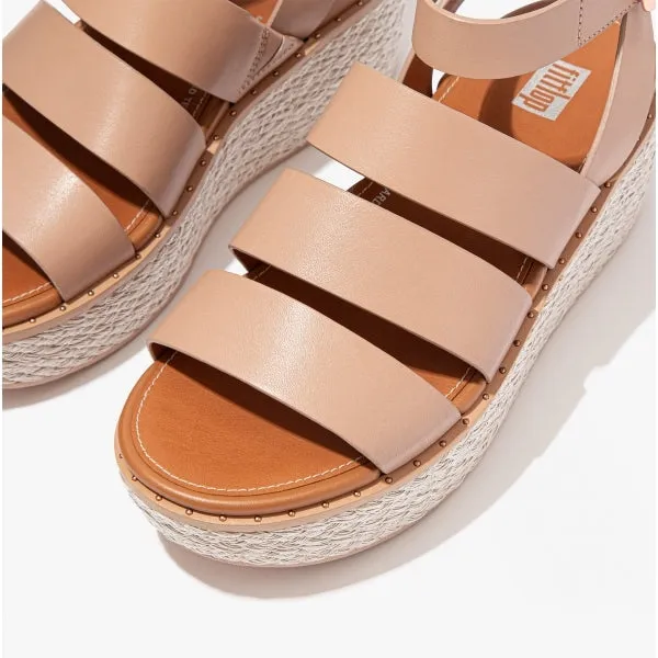 ELOISE Ladies Espadrille Strappy Wedge Sandals Beige