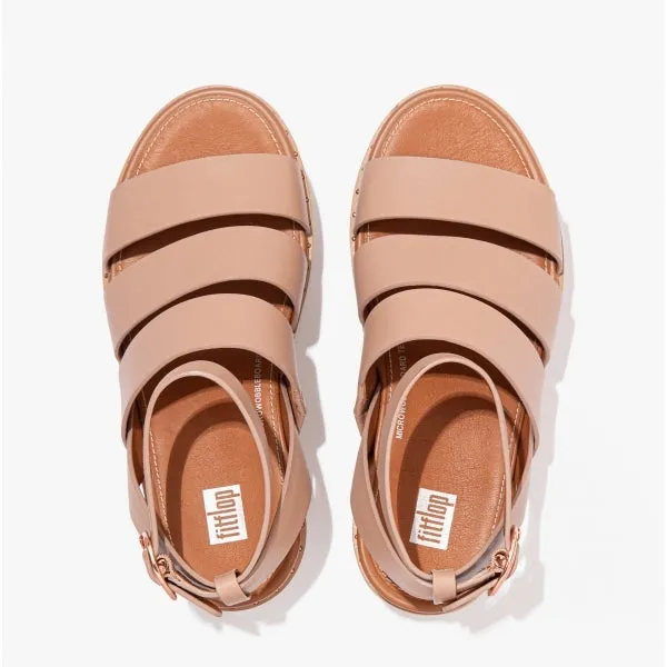ELOISE Ladies Espadrille Strappy Wedge Sandals Beige