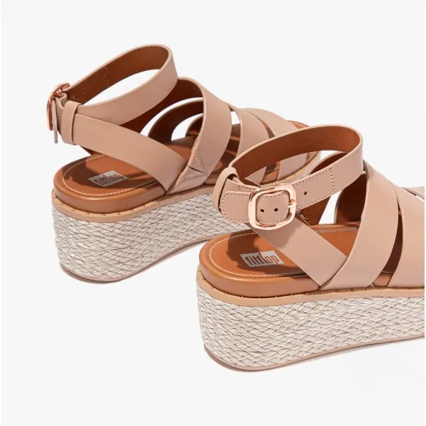 ELOISE Ladies Espadrille Strappy Wedge Sandals Beige