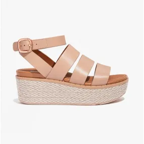 ELOISE Ladies Espadrille Strappy Wedge Sandals Beige