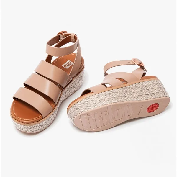 ELOISE Ladies Espadrille Strappy Wedge Sandals Beige