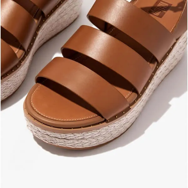 ELOISE Ladies Espadrille Strappy Wedge Sandals Light Tan