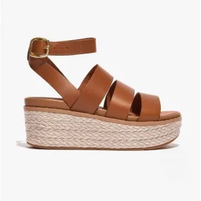 ELOISE Ladies Espadrille Strappy Wedge Sandals Light Tan