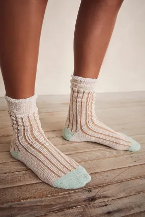 Free People: Plush Inside Out Crew Sock in Camel