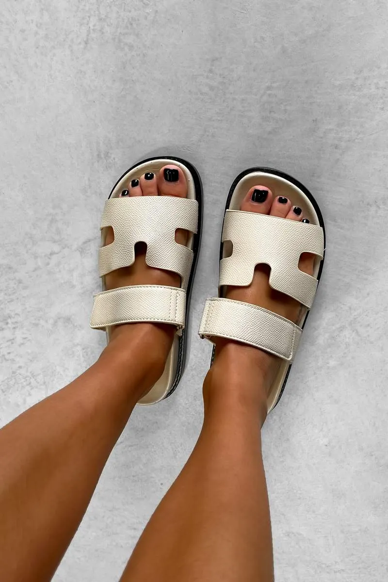 HALLIE Gladiator Strap Sandal - Beige