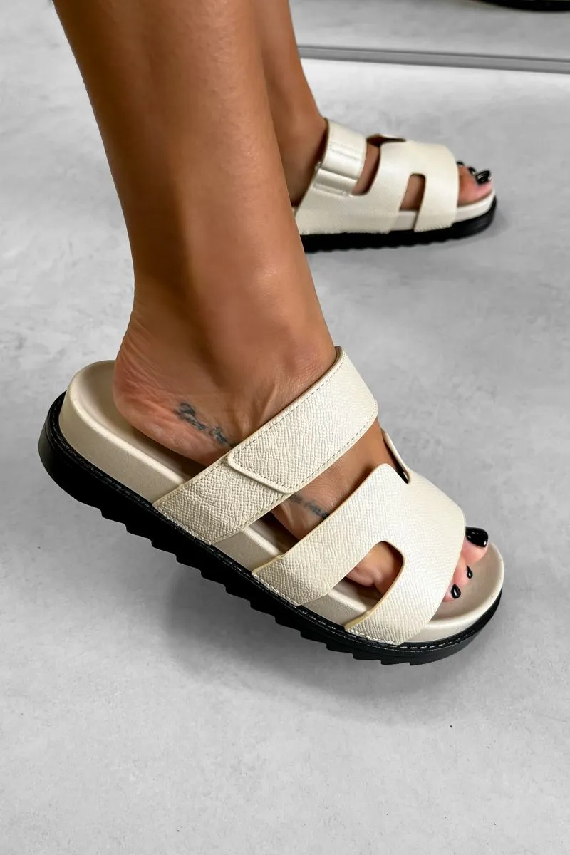 HALLIE Gladiator Strap Sandal - Beige