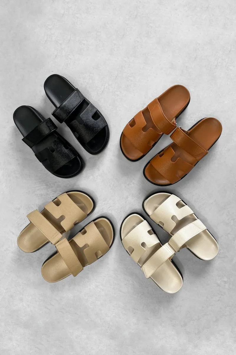 HALLIE Gladiator Strap Sandal - Beige
