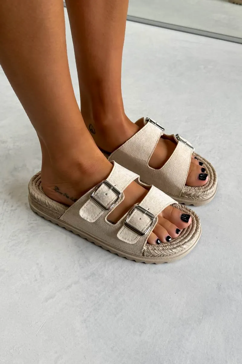 JOIE Chunky Espadrille Buckle Sandals - Beige