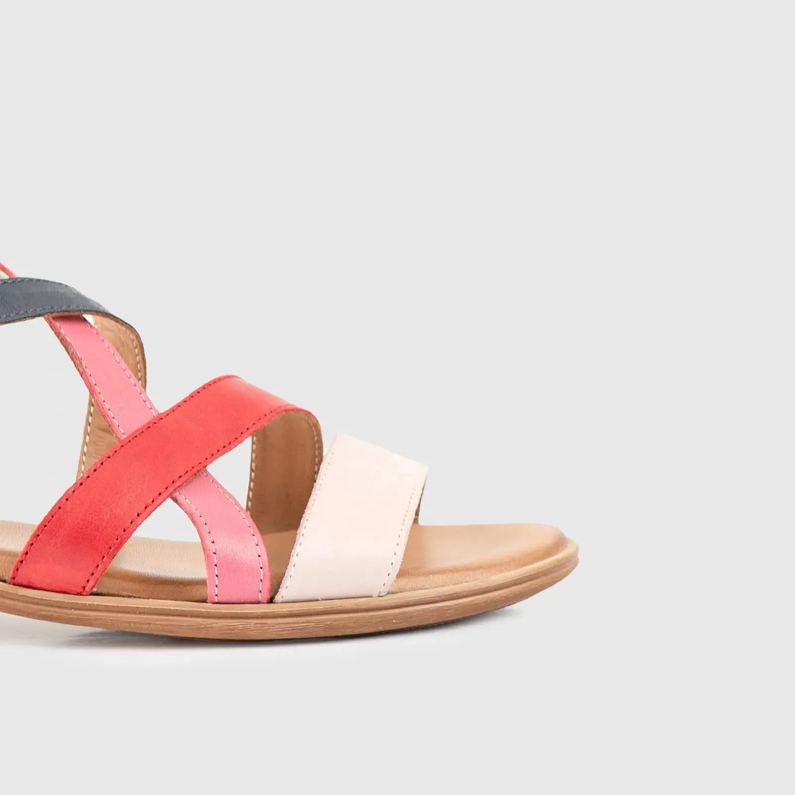 Leather Flat Comfort Sandals Multi 7029
