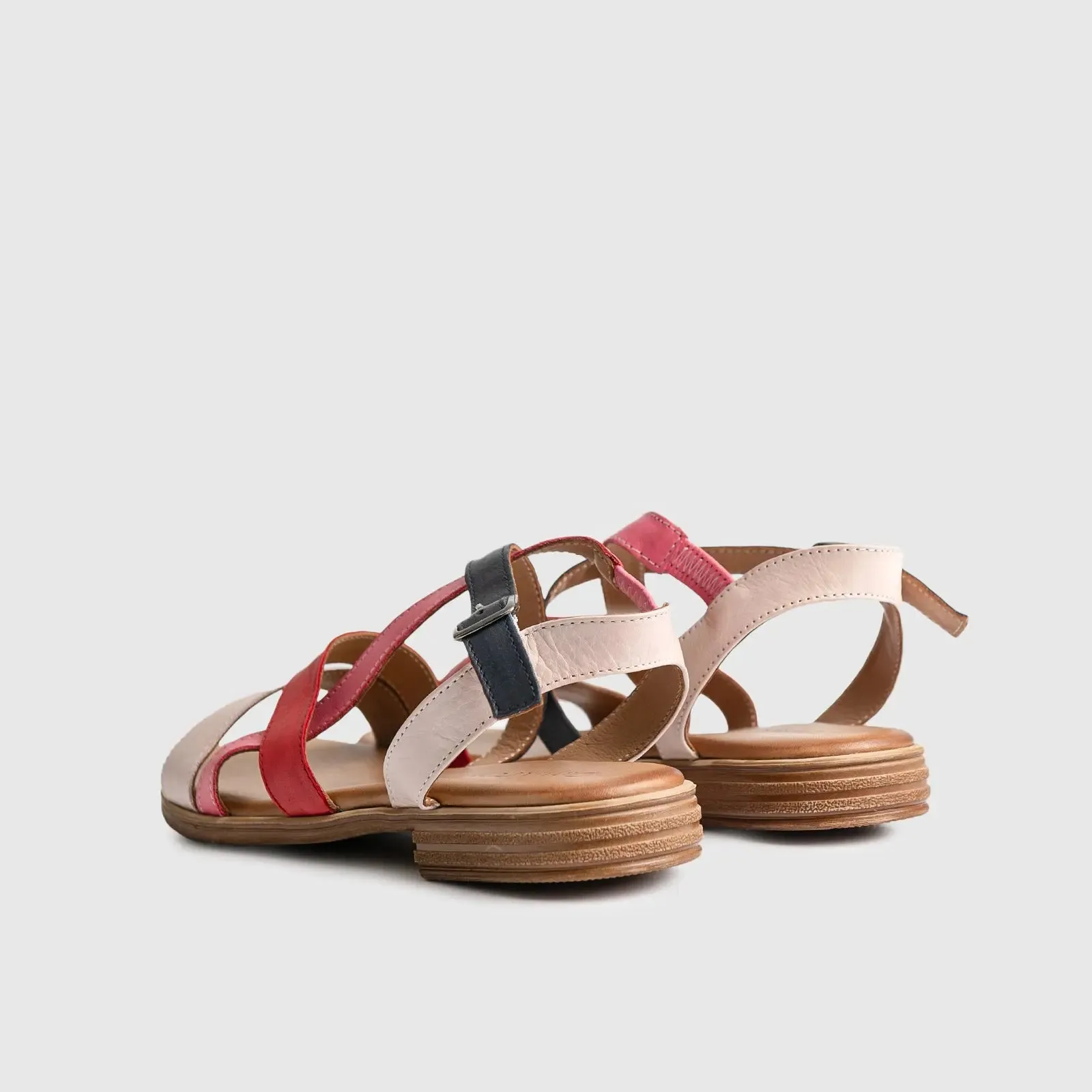 Leather Flat Comfort Sandals Multi 7029