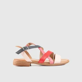 Leather Flat Comfort Sandals Multi 7029