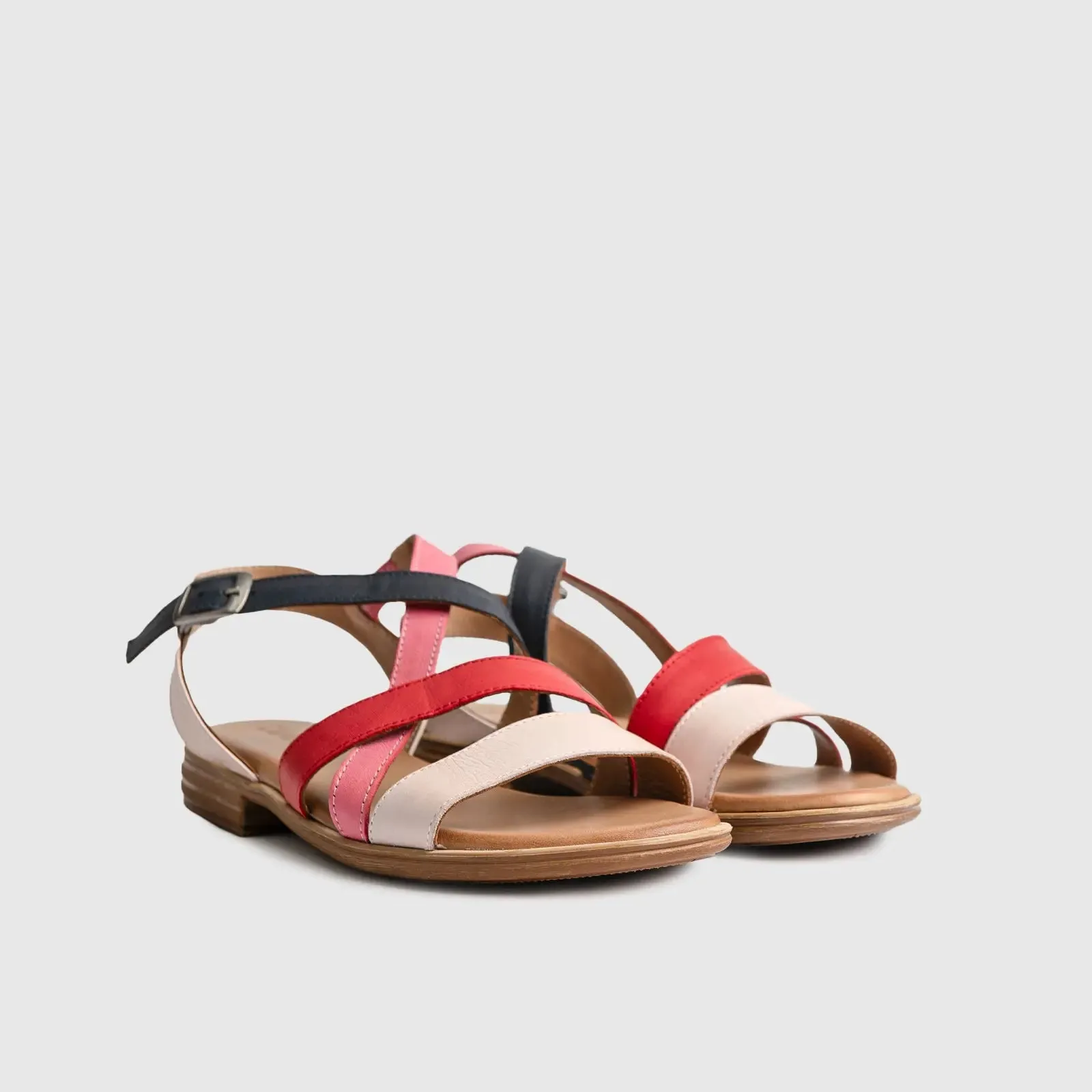 Leather Flat Comfort Sandals Multi 7029
