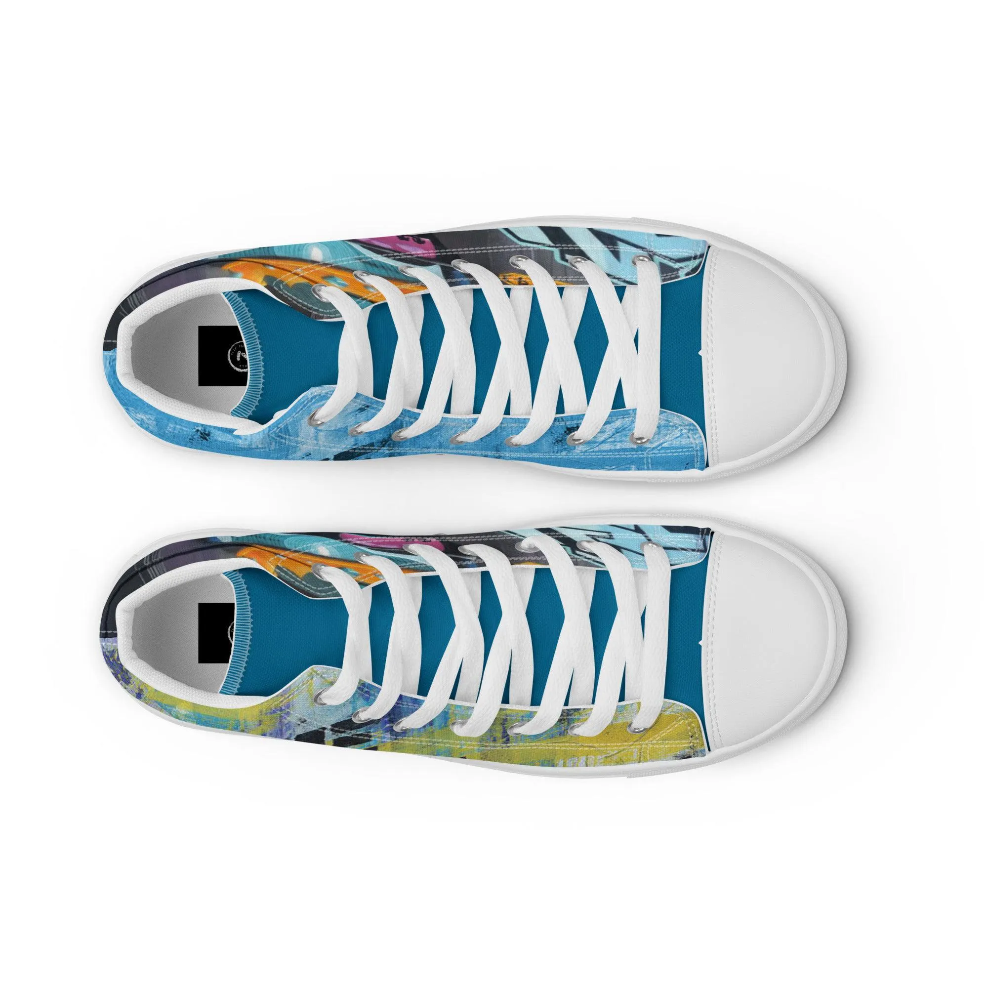 Live Life Graffiti high top canvas shoes -UNISEX