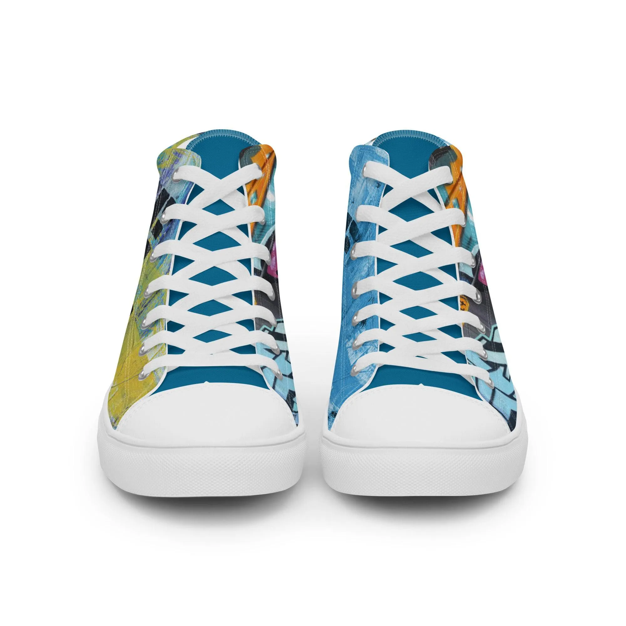 Live Life Graffiti high top canvas shoes -UNISEX