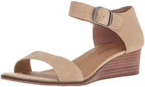 Lucky Brand Raimsee Travertine Tan Closed Back Open Toe Leather Wedge Sandals