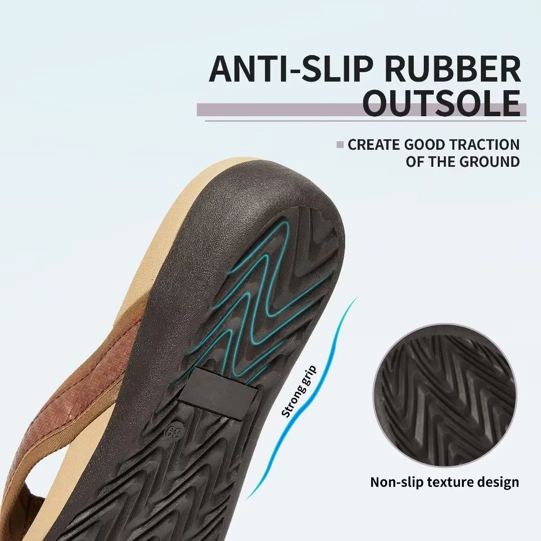 MEGNYA Orthotic Flip Flops Women Coffee Slip On Open Toe Casual Sandals
