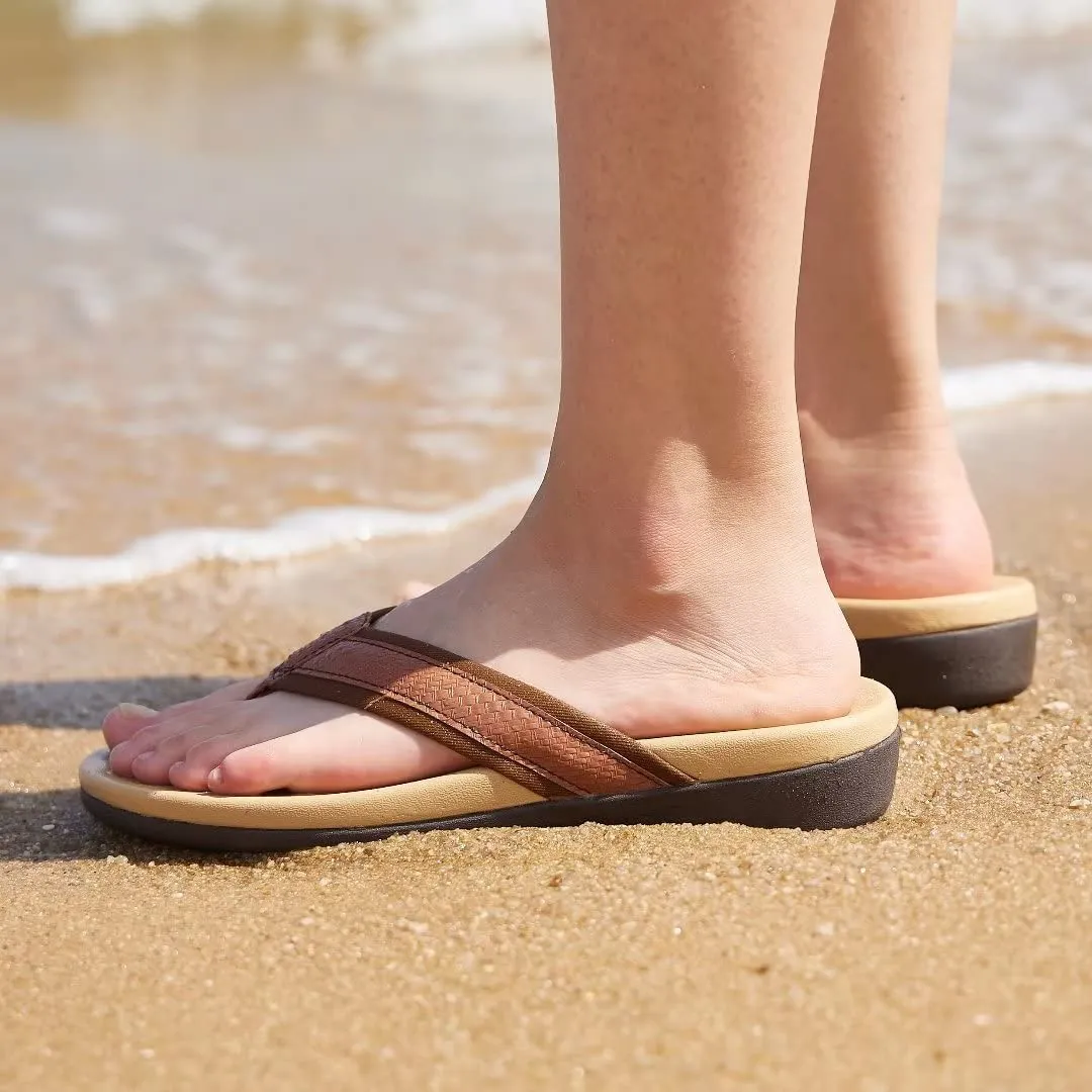 MEGNYA Orthotic Flip Flops Women Coffee Slip On Open Toe Casual Sandals