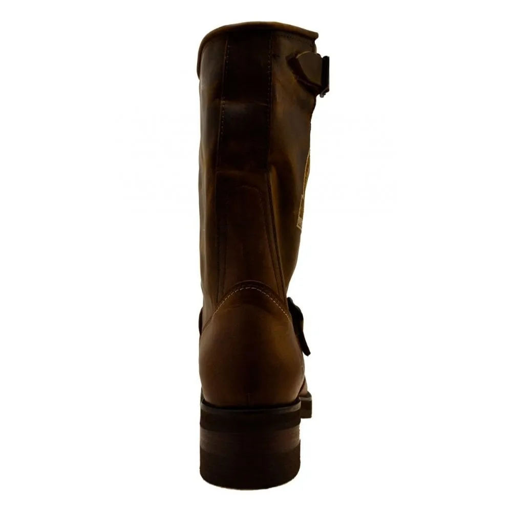 Men's Biker Boots Sendra 3565 Brown Leather Steel Toe Cap