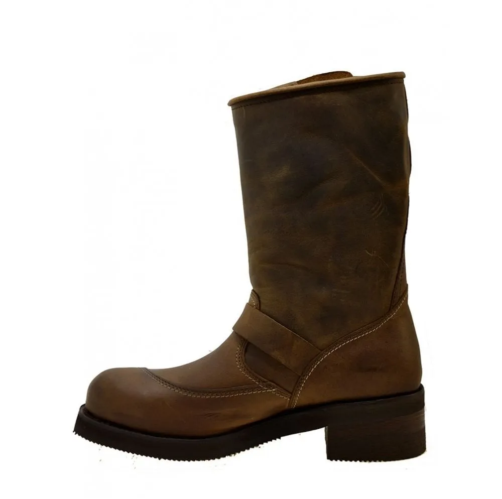 Men's Biker Boots Sendra 3565 Brown Leather Steel Toe Cap