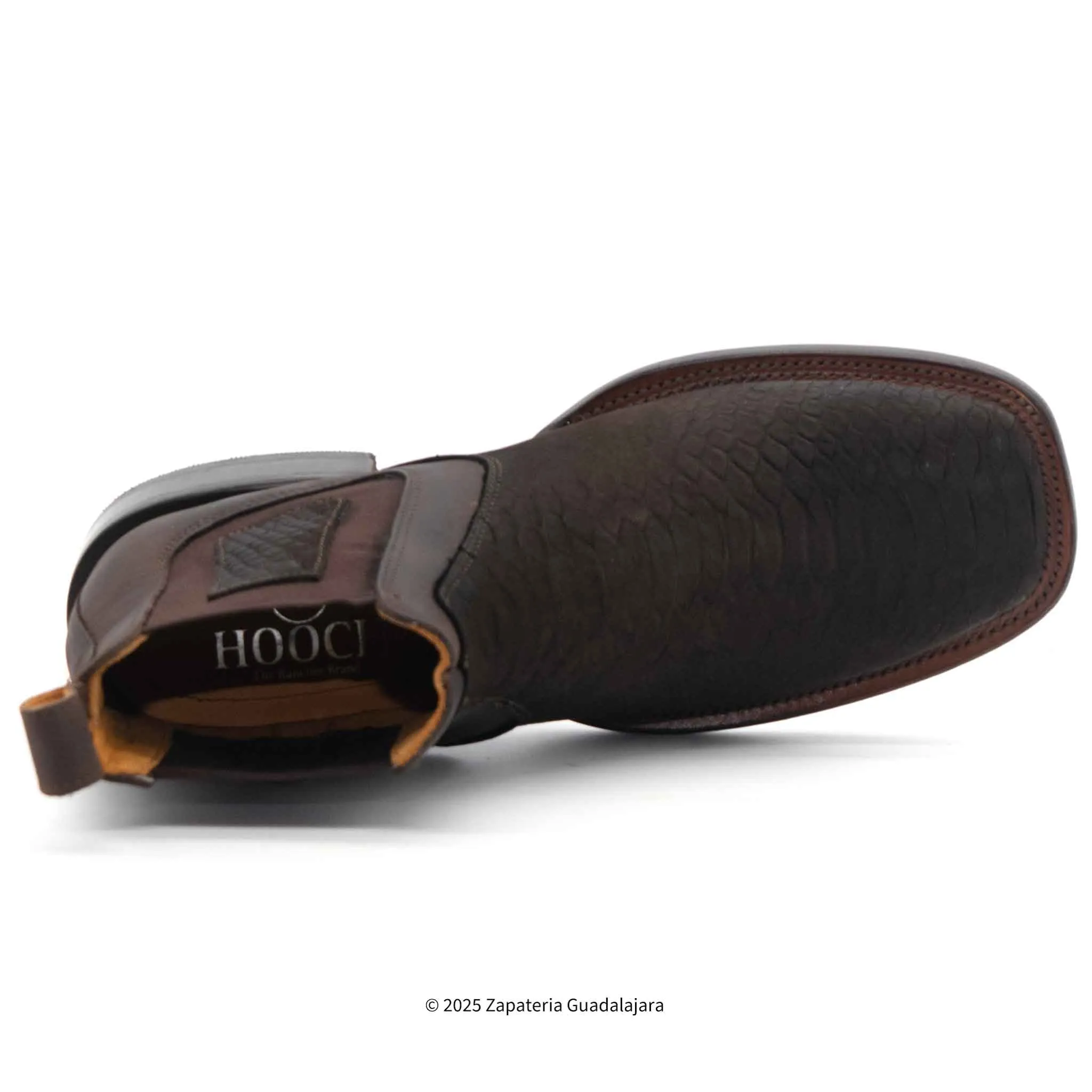 MEN'S WIDE SQUARE TOE FAUX PYTHON TRIBUTE CHOCO BROWN LEATHER BOOT - H42R6394