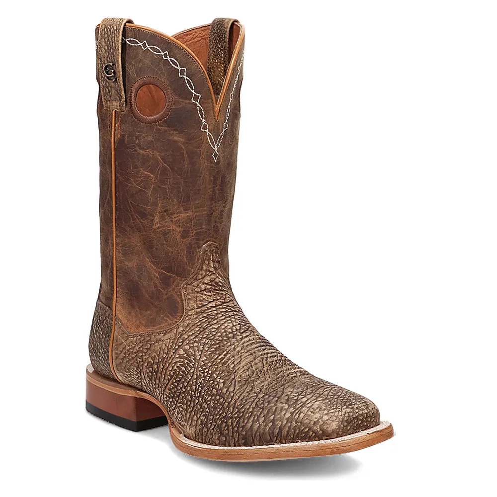 Murray Embroidered Bison Square Toe Pull On Cowboy Boots