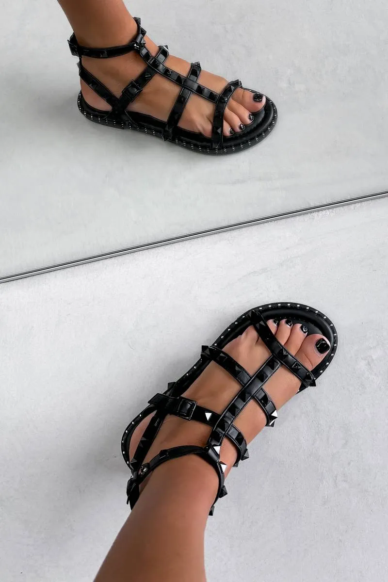 PARIS Studded Gladiator Sandals - Black
